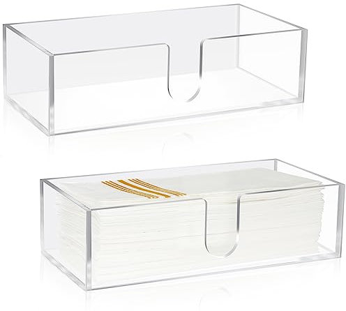 Mumufy Papierserviettenhalter, gefalteter Papierhandtuchspender, Höhe 7,9 cm, Acryl, Multifold-Handtuchspender für Gäste, Z-Falz, Einweg-Arbeitsplattenhalter, kleine Größe, transparent, 2 Stück