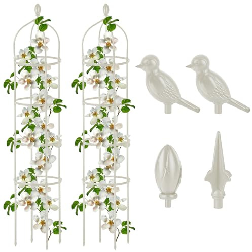 2 Pcs Garden Obelisk Trellis for Climbing Plants Outdoor 6 Ft Rose Bush Round Trellis for Pots Rustproof Metal Plant Flower Trellises for Clematis Vine Jasmine Support Outdoor Indoor