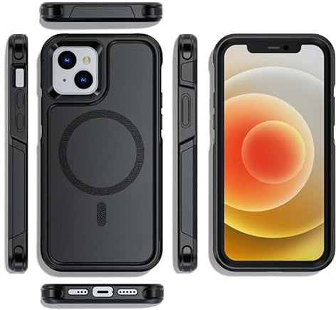 ZCSK Magnetic Mag-safe iPhone 14 Plus Case Military Shockproof 6.7-Inch Black with Shock Absorption Bumper Thin Slim Protective Hard Cover to Protect Compatible for MAG-SAFE Charging iPhone 14 Plus