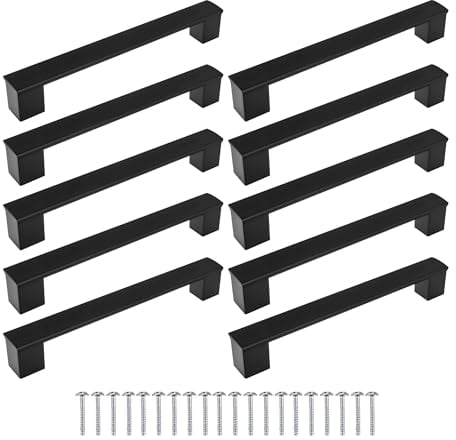 Meblando - Juego de 10 tiradores de armario universales, negro mate, 160 mm, para armarios y cajones de cocina, dormitorio y sala de estar