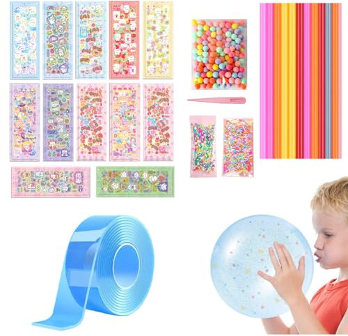 ZOOMPIL Nano Tape Bubbles, 27pcs Magie Nano Klebeband Set, 3m Nano Doppelseitiges Klebeband, Nano Tape Elastic Bubble DIY Craft Kit für Erwachsene Kinde, Blau