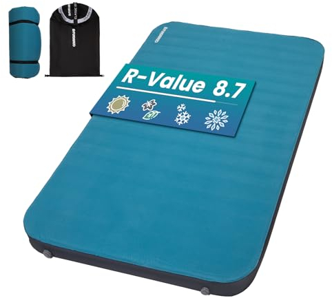 FUNDANGO Isomatte Schaumstoff Aufblasbare Camping Luftmatratze 2 Person Camping Matratze 10cm Dick 3D Selbstaufblasende Isomatte Dicke Schlafmatte Weiches Samt für Outdoor Zelt, Auto Reisen,Gästebett