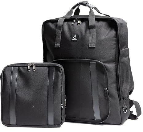 Aerolite Ryanair Rucksack mit herausnehmbarer kleiner Tragetasche, umweltfreundlich, wasserabweisend, Kabinengepäck, zugelassen, Reisegepäck, Reisetasche, Flugerucksack mit 10 Jahren Garantie, Schwarz