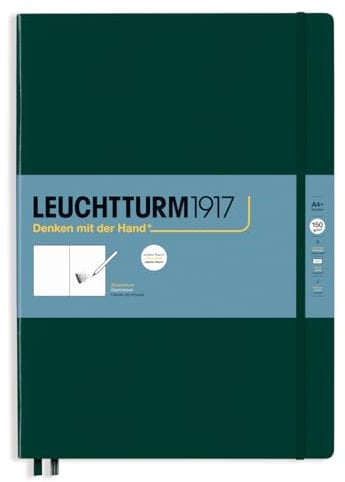 LEUCHTTURM1917 370349 Skizzenbuch Master (A4+), Hardcover, 112 Seiten (150 g/qm), blanko, Forest Green