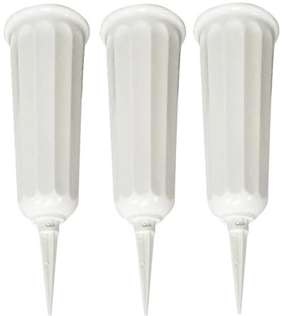 Lot de 3 vases funéraires en plastique avec piquet de terre | Vase de cimetière en blanc | Vase funéraire | Vase à enficher pour tombe | Vase à fleurs résistant aux intempéries | Vase à fleurs pour