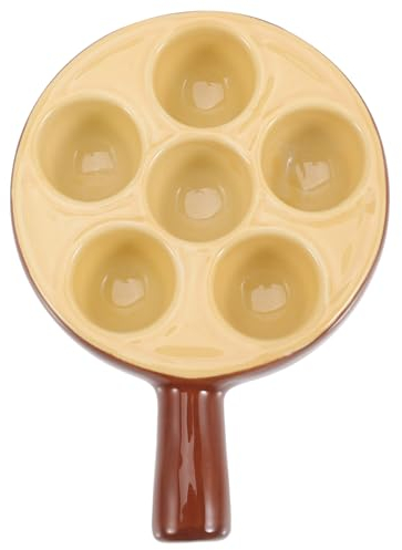 HOLIDYOYO Piatti Per Lumache In Ceramica Con Manico Piatti Per Antipasti Lumache Al Forno Piatti Per Capesante Piatti Per Di Mare Con 6 Fori Per La Casa Il Ristorante L'hotel