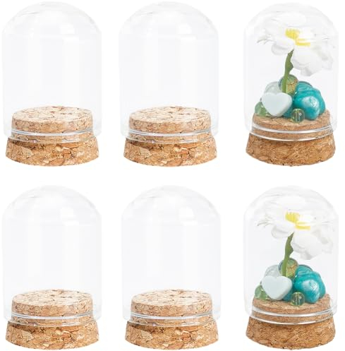 SUNNYCLUE 20 mini Dôme D'Affichage en Verre de 30x40 mm, Petits Dômes en Verre, Cloche D'Affichage en Verre, Cloche en Verre avec Base en Liège, Bouteilles D'Affichage en Verre pour Mariage, Maison, F