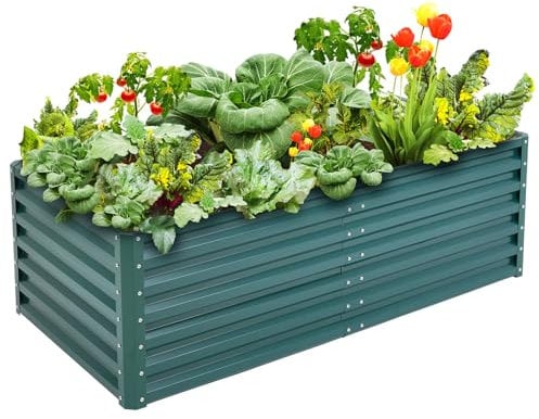 DKIEI 180x90x57cm Metal Raised Beds for Garden Vegetables, 923L Raised Planters Outdoor Large, Galvanised Raised Garden Planter Box Kit Bottomless Raised Bed for Flowers Herbs Fruit Growing, Green