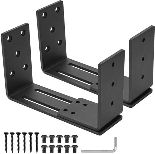Adjustable Door Barricade Brackets,Btowin VCF 2PCS Heavy Duty Door Metal Security Bracket for 2X4 Lumber, Black Door Lock Brackets for Home,Warehouse,Barn,Shed,Garage,Gate Door