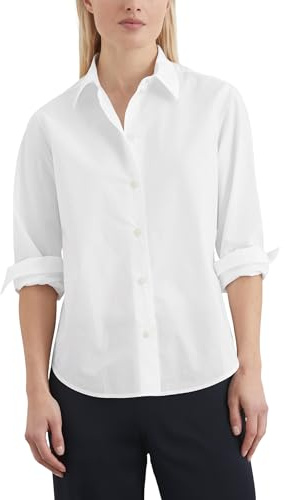 Marc OߴPolo Donna Camicia in cotone bio con colletto Kent, Bianco (White), 38