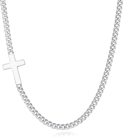 GAVU Herren Kreuz Halskette mit Edelstahl Panzerkette Gebetskette für Männer 60 cm