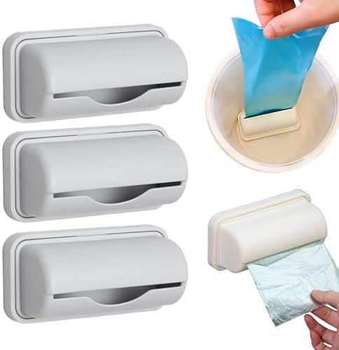 Trash Bag Liner Dispenser, Trash Bag Dispenser for Bottom Of Can, Trash Can Liner Dispenser, Fineliner Small Bin Liner Kit, Small Bin Liner Kit Dispenser, Wall Mount Garbage Bag Dispenser(Gray,3pcs)