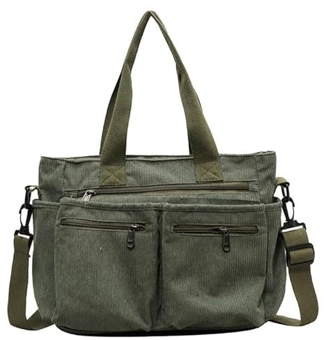 Cord Tasche Damen Handtasche Cord Tasche Cord Cord Tasche Mit Reißverschluss schlichte Die Schlichte Damen-Umhängetasche In Armeegrün Mit Großem Fassungsvermögen Wird Mit Dufttabletten Geliefert
