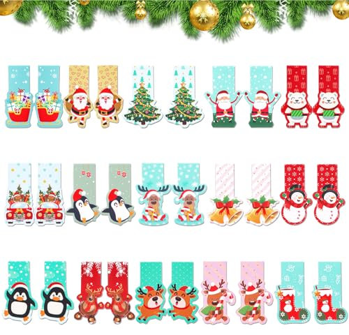 GEEHUA 30 Stück Weihnachten Magnetische Lesezeichen Kinder, Süsse Magnet Lesezeichen Magnetlesezeichen Magnetic Markings Magnetische Seiten Markierungen Weihnachtsgeschenke für Schüler Buchliebhaber
