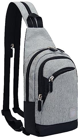 Canvas Damen Rucksack Mit Vielen FäChern Männer Frauen Outdoor Einzigen Schulter Zipper Umhängetasche Radfahren Sport Brust Bergsteigen Reise Kleinen Rucksack Schwarze Damen Rucksack (Grey, One Size)