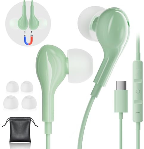 Gsangoo USB C Headphones for iPhone 16 Pro Max, Wired Earbuds with Mic, Volume Control, Noise Cancelling, Compatible with iPhone 15/iPad Pro/Samsung Galaxy S25/S24/S23 Ultra
