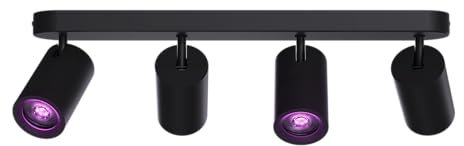 CALEX Smart LED Deckenstrahler, 4-flammig oval, schwenkbar, RGB-Farben & kalt- bis warmweiß Licht, dimmbar, WLAN App- & Sprachsteuerung, Schwarz