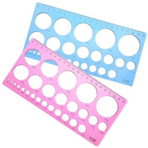 Kreisschablone zum Zeichnen, 2 Stück Geometrische Zeichenvorlagen Kreis Lineal für Zeichenhilfen Messen Zeichenschablone Kunststoff Zeichenhilfswerkzeug für Schule Büro Malerei Schalung Heimwerker