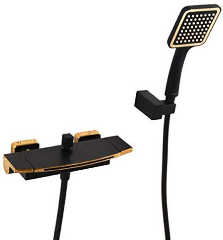 Mitigeur de baignoire cascade mural avec douchette Noir