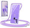 ScandiCasis Handykette Hülle für Samsung Galaxy A21s/A217, Glitter Herz Muster Soft TPU Silikon Handyhülle mit Band Stoßfest Lanyard Schutzhülle Protective Phone Case für Mädchen Frauen, Lila