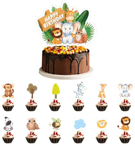 25 Stück Waldtiere Kuchendekoration Tortendeko, Tiere Muffin Deko, Waldtiere Fotorequisiten, Photo Booth Props für Waldtiere, für Geburtstag Kindergeburtstag Party