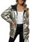 Giolshon Manteau léger coupe-vent pour femme, veste zippée à manches longues, imperméable d'extérieur avec capuche K501 Argenté S