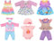 Xerteam 6 Set Babypuppenkleidung für 14-18 Zoll Babypuppen, Süße Puppenkleidungs Outfits, Neue 35-45cm Baby Puppen Puppenkleidung Outfits, Garnrock+Mantel+Kleid+Overall+Farbverlaufsoberteil+Hose