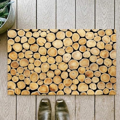 OHJEAJDS Tapis 60x100cm,Super Absorbant Sèche Rapide,Tapis de Bain pour Portes de Salle de Bain,Salon,Bûche Ronde en Teck pour Plantes, souche de Bois, Bois d'intérieur, Tronc d,