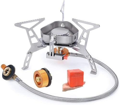 UOCAI Estufa de Camping Gas 3500W Flexible Quemador de Gas Anti-Viento con Caja de Almacenamiento Súper Ligero para Cocinar al Aire Libre