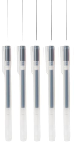 MUJI Gel Ink Pens, 5-Pack, Cap-Type, 0.38mm/0.5mm, Transparent (Black, 0.38mm)