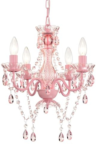 Alighting Kleiner Kronleuchter in Rosa, 4-Flammige Pendelleuchte Ø 41 cm | Acryl Pendelleuchte für Kleine Räume, Mädchenzimmer Kinderzimmer, E14(ohne Leuchtmittel)