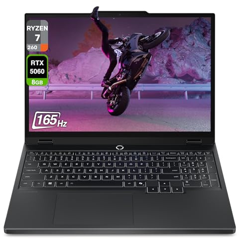 Lenovo Legion 5 Gen 10 Gaming Laptop, AMD Ryzen 7-260, 16 GB DDR5 RAM, 1 TB PCIe SSD, 15 WQXGA (2560x1600), Nvidia G-Force RTX 5060, tastiera retroilluminata RGB a 24 zone, W11 Home, nero Eclipse