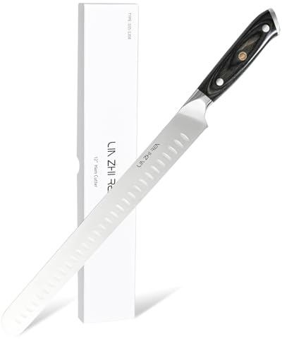 LIN ZHI REN Carving Knife – 12 Premium Brisket Knife for Cutting Smoked Meat, BBQ & Roast Turkey – Razor Sharp German Steel