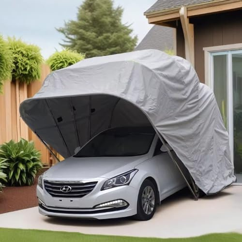 Einziehbarer Carport mit robustem Rahmen für Allwetter-Fahrzeugschutz