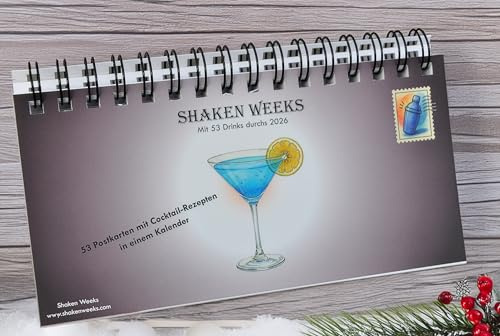 Kalender 2026 | Wochenkalender/Tischkalender mit 53 Cocktailrezepten & abtrennbaren Postkarten | gemeinsames Erlebnis | Geschenkidee für Freunde & Cocktailfans