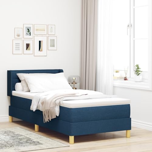 ZQQLVOO Modernes Boxspringbett mit Matratze in Blau 100x200 cm Stoff – Höhenverstellbares Kopfteil & Waschbarer Bezug für Erholsamen Schlaf und Optimale Druckentlastung