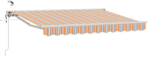 vidaXL Elektrische ausziehbare Markise Blau, Orange, Weiß 3,5 x 2,5 m, Garten Schattenlösungen, modernes Freiluftzelt, ausziehbares Markisen, elektrische Sonnenschutz, Verstellbarer Schirm