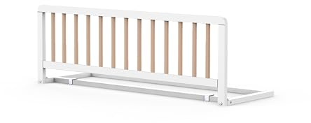Geuther Bettschutzgitter Holz | Rausfallschutz Bett für Kinder in 110 cm Länge| Bettgitter als Absturzsicherung Bett|Baby Rausfallschutz Elternbett, Rausfallschutz Kinderbett & Baby, Natur Weiß
