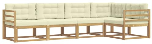 vidaXL Outdoor-Sofagarnitur mit Kissen 4 pcs Weiß und Creme Polyester, Moderne Terrasse, langlebige Outdoor-Möbel, wetterfeste Lounge, gemütliches Sofa, vielseitige Pool-Couch