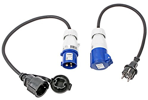 Pat CEE Adapter Set Schuko - CEE 200-250V, 16A, 3polig, 12 cm, Ip44 ideal für Camping