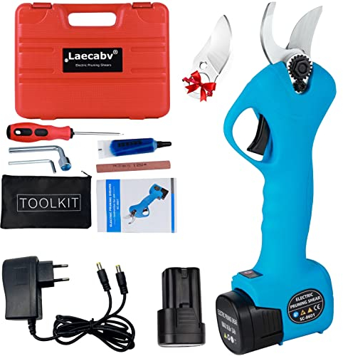 Laecabv Forbici Potatura Elettriche 25mm Forbici e cesoie per potatura Con 2pcs 2000mAh Batteria per Potatura Giardino Albero da Frutta Delle Viti