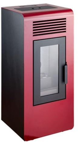 Qlima Eco Stufa a Pellet Ventilata 7 kW Riscalda Ambiente fino 58 m² Colore Rosso Timer Programmabile Termostato Regolabile Braciere in Ghisa (Rosso)
