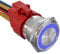 APIELE 22MM Latching Metallo Interruttore a pulsante,interruttore autobloccante pulsante 12VDC 10A，Alloggiamento in alluminio pulsante con LED impermeabile con spina pre-cablata(blu)