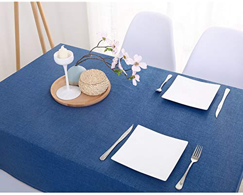 Tischdecke Rechteckige Wasserabweisend, Tischtuch Baumwolle Leinen, Tischdecke Abwaschbar, Schmutzabweisend, Einfarbige für Home Küche Dekoration Navy blau 90x130cm