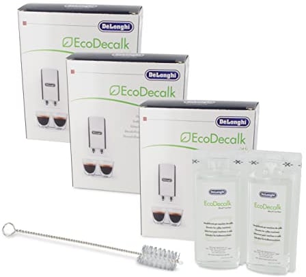 DL-pro 3 descalcificadores EcoDecalk Mini 6 x 100 ml para cafeteras DeLonghi 5513292821 DLSC003 con cepillo de limpieza DL-pro