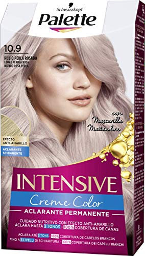 Schwarzkopf Palette Intensive - Tinte 10.9 Rubio Perla Rosado - Perfecta cobertura de canas - Coloración Permanente de Cuidado con Aceite de Marula - Color duradero hasta 8 semanas