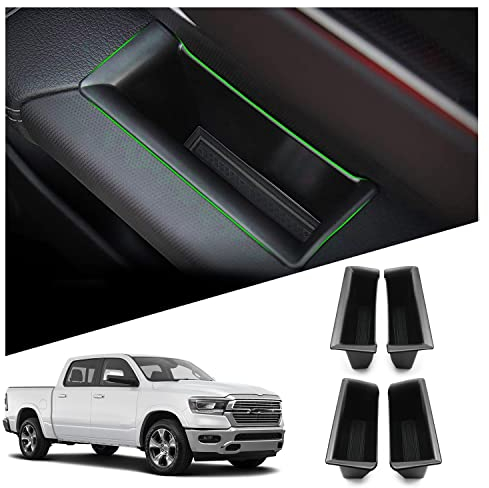 RUIYA Kompatibel mit Dodge RAM 1500 2019-2025 Autotürgriff Aufbewahrungsbox, Autotürgriff Container Organizer Tablett Autotürgriff Organizer Tray Mittelkonsole Organizer RAM 1500 zubehör [4 Stück ]