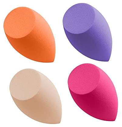 Funwaretech Maquillages Eponges, 4 Packs Foundation Blenders Beauty Sponges Professional Face Puffs, Dry & Wet Use for Powder, Cream,Liquid Creams