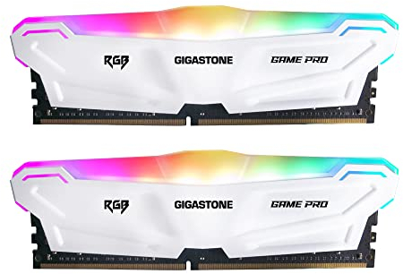 【DDR4 RAM】 Gigastone White RGB Game Pro Memoria RAM Escritorio 16GB (2x8GB) DDR4 16GB DDR4-3200MHz PC4-25600 CL16 1.35V UDIMM 288 Pin sin búfer sin ECC para PC Computadora Escritorio Módulo