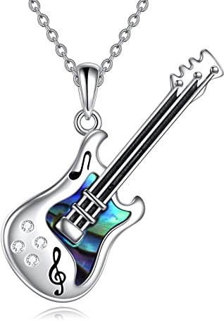 YFN Gitarre Halskette Sterling Silber Gitarre Anhänger Kette Punk Musik Schmuck Bank Geschenke Für Herren Damen